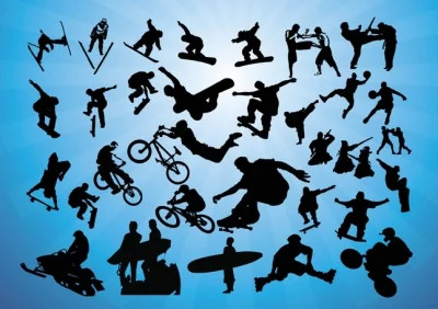 pameladesign - 200+ Action Sports Silhouettes Vector Art Icons | Free Web Design Reso...