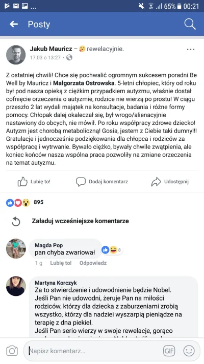 erbeka - Mirki słyszeliście? Polak wyleczył autystyczne dziecko. Nobla ma w kieszeni....