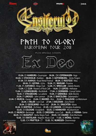 Zodiaque - #ensiferum #exdeo #metal #folkmetal #vikingmetal 
09.04 Gdynia (Ucho)
10...