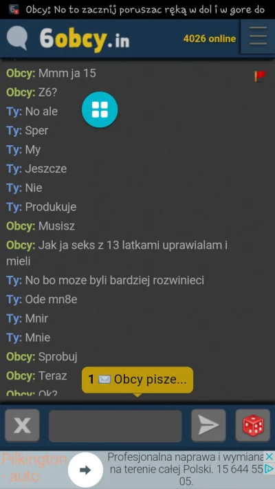 K.....i - #6obcy #ioioioio 

Podalem sie za 13 latka i trafilem na pedofila/pedofil...