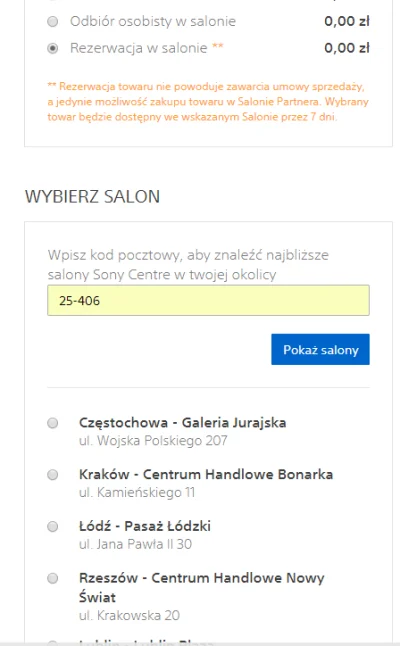 koko5owy - Mirki chciałem sobie zamówić produkt w sony centre z rezerwacją w salonie,...