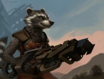 C.....r - Rocket Raccoon, świetny art jak zawsze od Kenket (tu akurat collab)
#furry...