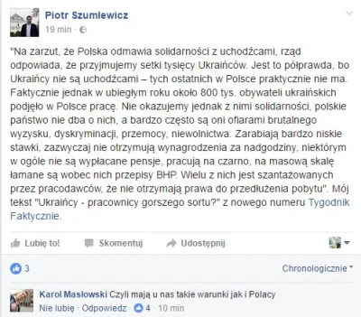 soszu - #szumlewicz jak zwykle w swoim żywiole, hurr durr Ukraińcy w Polsce mają źle,...