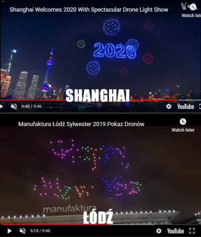 waldo - Sylwestrowy pokaz dronow zamiast pirotechniki w porownaniu 
Chin(Shanghai) v...