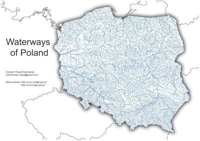 kAdi - #mapa #polska #kartografia #ciekawostki 
Drogi wodne w Polsce