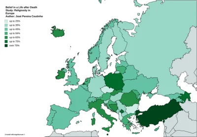 Tankian - Jaki odsetek osób wierzy w życie po śmierci.
#mapporn #mapy #kartografiaek...