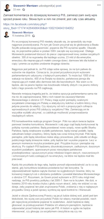 szasznik - Sławomir Mentzen już rok temu przewidział skalę rozdawnictwa PiS. Wrzucam ...