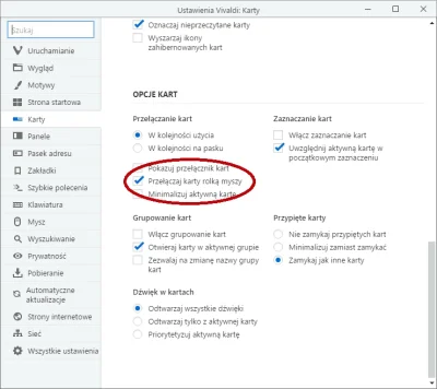 rukh - @Harkonnen: 
Karty -> Opcje Kart (na samym dole) -> Przełączanie Kart (pierws...