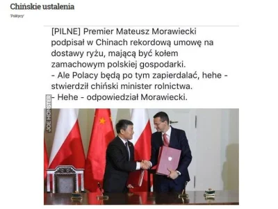 juzwos - Wyciekły ustalenia z polsko chińskich rozmówcy na szczycie

SPOILER