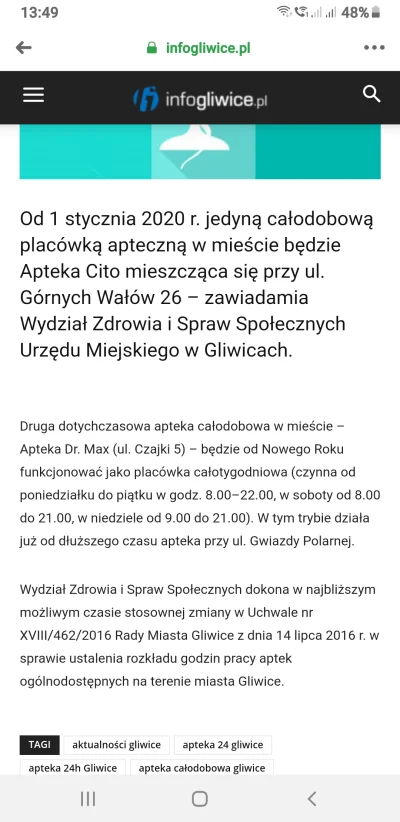 soadfan - Od 01.01.2020 tylko jedna apteka całodobowa w #gliwice

#zdrowie