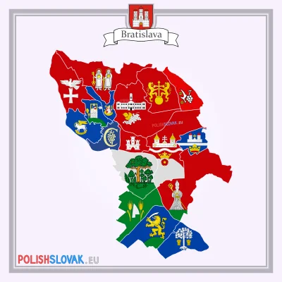 PolishSlovak - Herby dzielnic Bratysławy (Staré Mesto, Ružinov, Vrakuňa, Podunajské B...