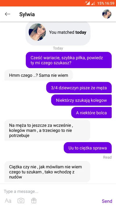 Mageq - Takich #rozowypasek to ja nie lubię, nie wie co chce, wszystko ma.
#tinder 
...