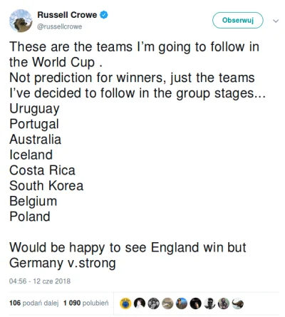 ilem - #pilkanozna #worldcup2018
https://twitter.com/russellcrowe/status/10065055429...