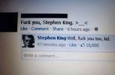 saint - Dziś FB przypomniało mi obrazek ze wpisem z fanpage Stephena Kinga prze 2 lat...
