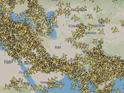 PalNick - Ciekawy widok - tak oto samoloty omijają w tym momencie Iran.

#ciekawost...