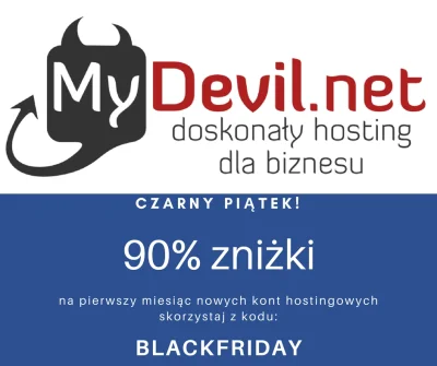 MyDevil - Czarny piątek na MyDevil.net

Zapraszamy do skorzystania z naszej promocj...