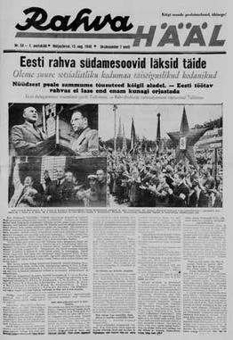 johanlaidoner - Estońska komunistyczna gezeta z czasów ZSRR Rahva Hääl (Głos Ludu)- p...