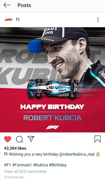 ajaku00 - Z okazji urodzin ig #F1 postanowiło złożyć Robertowi #kubica życzenia, oczy...