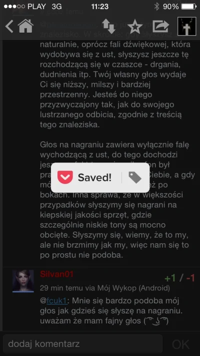 Kacc - Czy zapis do Pocket celowo zapisuje link do znaleziska na wykop.pl zamiast bez...