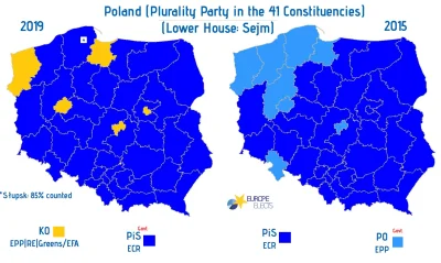 swietlowka - W porównaniu do 2015r. PiS stracił 1 okręg (Warszawa), a zyskał 4 (Kosza...