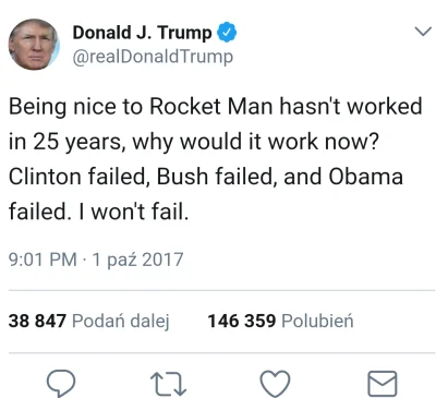 Beto - Rocket man to zajebista ksywa dla Kima xD
#trump #koreapolnocna