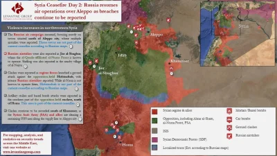 szasznik - Mapa z zaznaczonymi obszarami rozejmu oraz lokalizacjami wznowionych bomba...