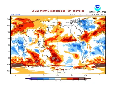 Kruchevski - Prognozowana anomalia temperaturowa T2M dla stycznia. Wyliczenia modelu ...