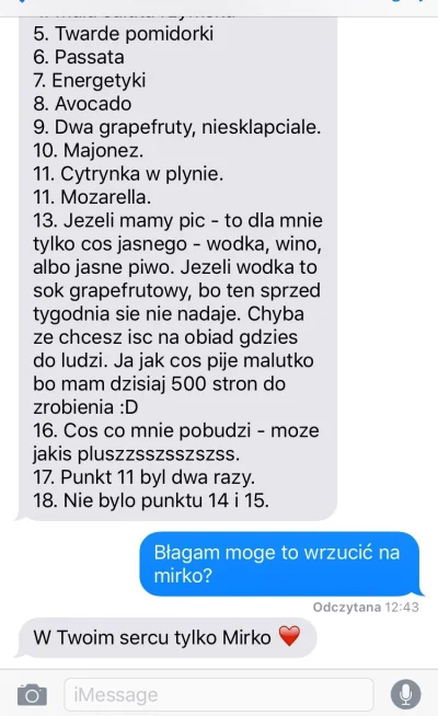 Wybroczyna - Poprosiłem żonę o wysłanie listy zakupów. Nie mam pytań. #mirko #rozowep...