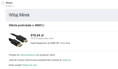 ziuaxa - Kupiłem kiedyś na Alledrogo kabel HDMI i takiego oto maila dostałem dzisiaj ...