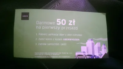 Ksnn - 50 zł za free do wykorzystania w appce Uber do 31.07.
Jak było to sorry! 
#pro...