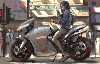 Azur88 - #randomanimeshit #originalcharacter #brunette #bike #saitama #onepunchman #p...