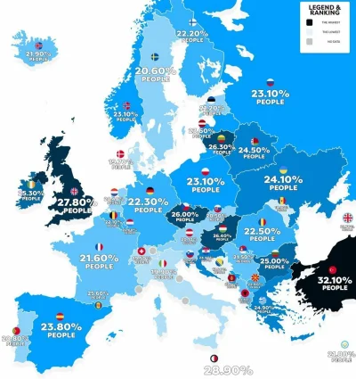 A.....n - Obesity in Europe

Trzy najbardziej fit kraje w Europie to kolejno:
- Bośni...