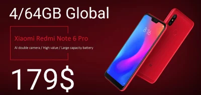 sebekss - Tylko 179$ za Xiaomi Redmi Note 6 PRO 4/64 Global
Najniższa cena w histori...