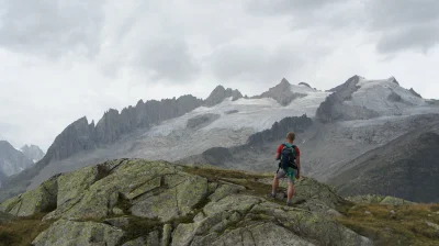 manedhel - Teren lodowca Aletsch, trochę ponad 2500 m. Widok na Alpy Berneńskie - od ...