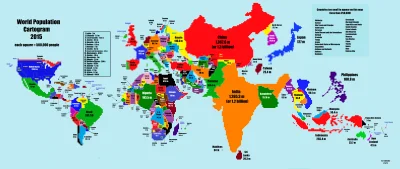 mirko_KroKop - Mapa świata z państwami przeskalowanymi wg. wielkości populacji.

#m...