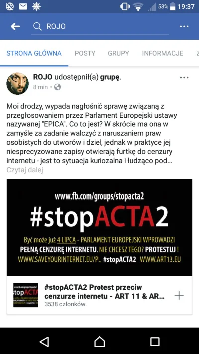 drealradkovsky77 - Tym razem Rojo nagłośnił sprawę ;) 
#saveyourinternet