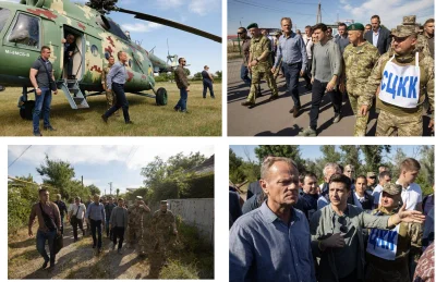 szurszur - Tusk podczas wizyty w Donbasie wraz z Zeleńskim wyszedł 500 metrów poza os...