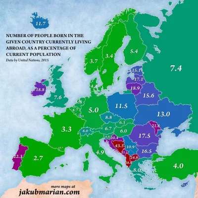 cieliczka - Mapka dnia: Ile procent obywateli Polski i innych państw żyje za granicą?...