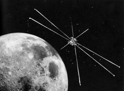 d.....4 - Artystyczna wizja Explorera 49 orbitującego wokół Księżyca.

#explorer #ksi...