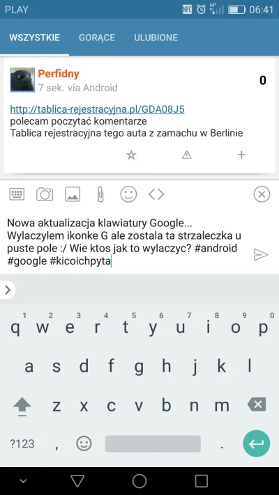 WilkEurazjatycki - Nowa aktualizacja klawiatury Google... Wylaczylem ikonke G ale zos...