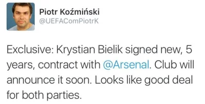 futbolove - Krystian Bielik z 5-letnim kontraktem w Arsenalu! Brawo Młody! 

#premier...