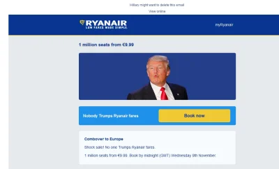 Pieczarka - Co za maila od Ryanair dostałem xDDD

 Hillary might want to delete this...