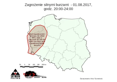 A.....l - Mapa z najbardziej zagrożonym regionem Polski na najbliższe 4 godziny. Poch...