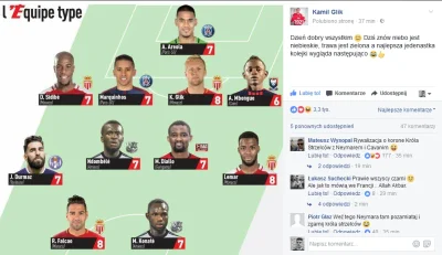 starface - Gliku-Dziku trzeci raz w jedenastce kolejki Ligue 1. Na cztery rozegrane k...