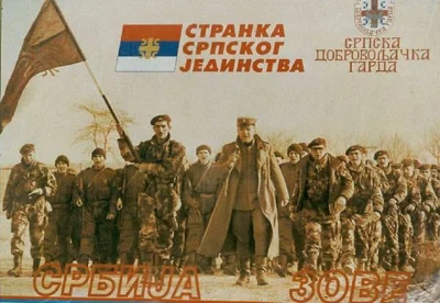 NH35 - 1993. Plakat propagandowy zachęcający do wstąpienia w szeregi Serbskiej Straży...