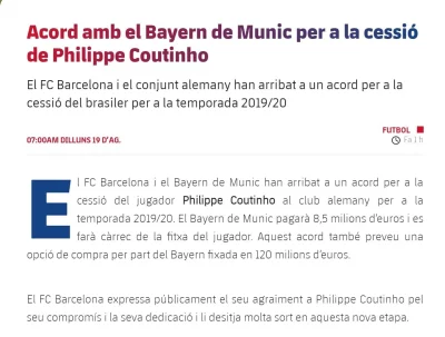 tomekwykopuje - Jednak opłata za Coutinho wyniesie 8,5 mln euro, pensje pokrywa Bayer...