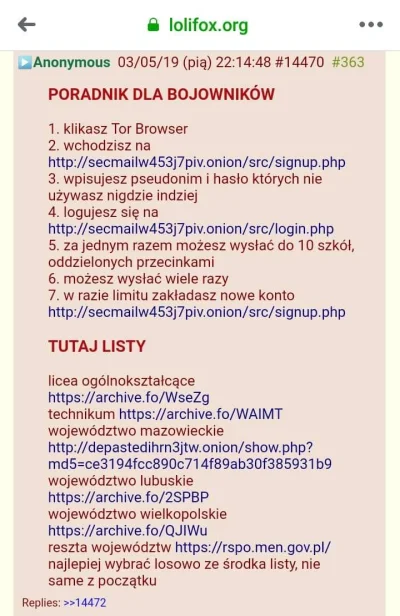 Sekoju - Za alarmami bombowymi stoją użytkownicy chana lolifox.pl
W komentarzu bonus...