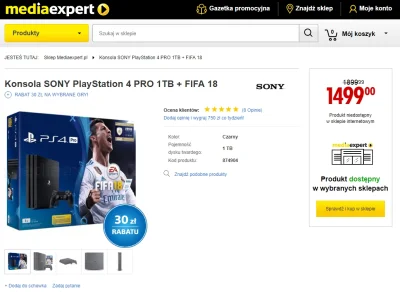 sortris - PS4 Pro 1TB + Fifa18 za 1499zł w Media Expert

Co sądzicie o ofercie?

...