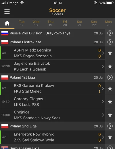 Portowiec - #mecz o LiveScore dodał skróty przed nazwami