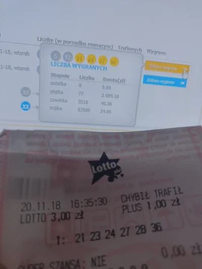 kszaku - 40zl za 4? Lotto co się stało? (ಠ‸ಠ)
#lotto #wykopskubietotalizatora